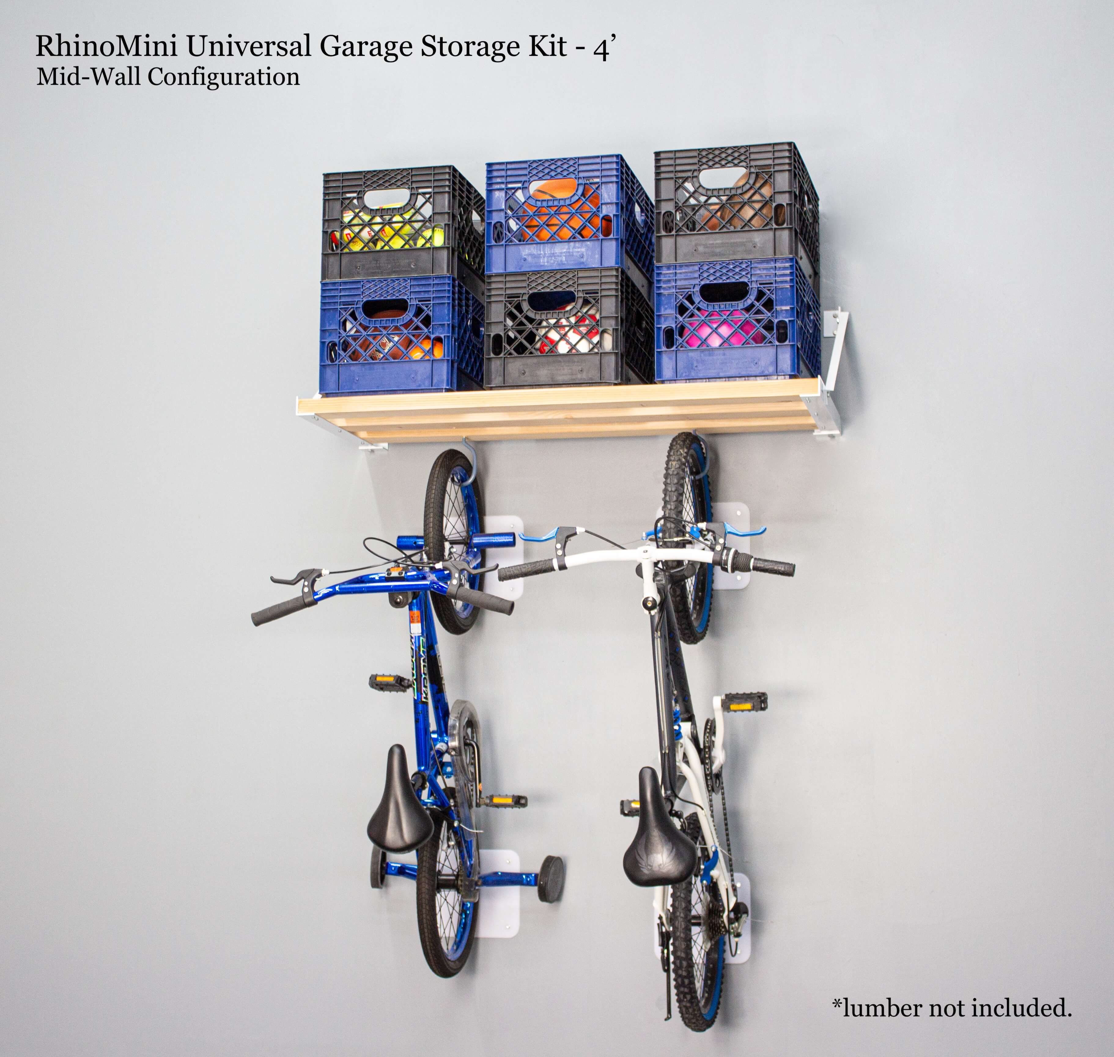 RhinoMini Universal Garage Storage Kit - 4 ft, Mid-Wall
