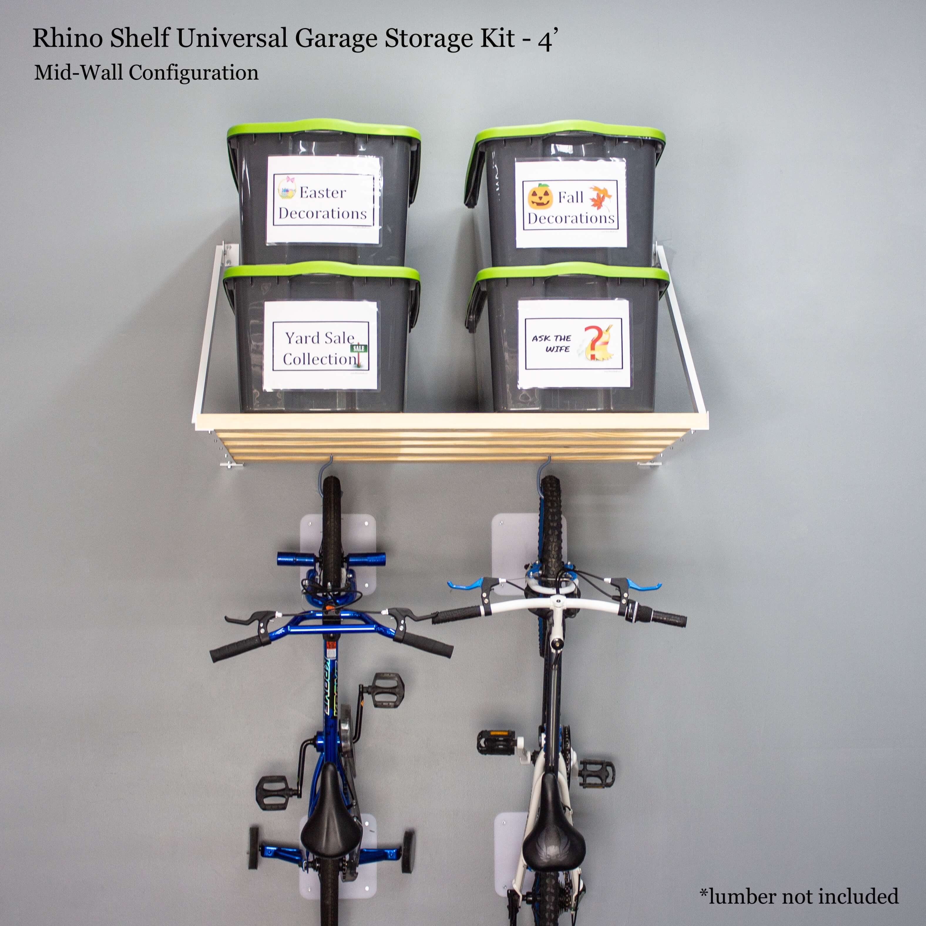 Garage Shelves 4ft Garage Storage Shelving Kit Wall-Mounted Rack