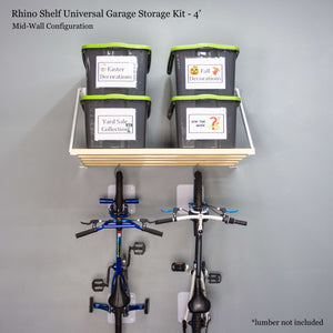 Rhino Shelf Universal Garage Storage Kit - 4 ft Mid-Wall 